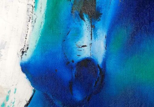 détails cheval chanfrein bleu tableau huile résine couteaux pinceaux oeuvre art figuratif