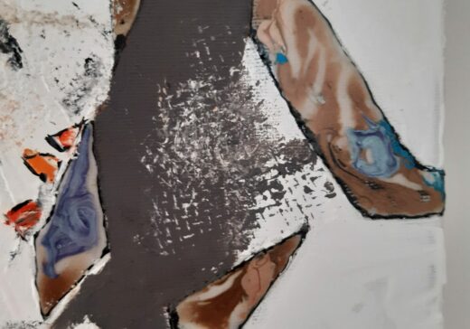 femme bleu paintart figuratif regard peinture huile résine pinceaux couteaux détails