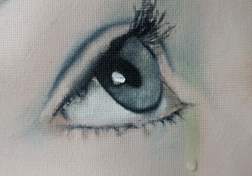 larme pleurs petite fille tableau peinture huile résine artiste peintre contemporain paintart