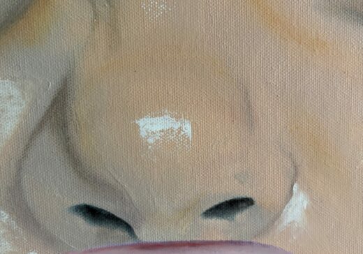 tableau moderne contemporaine artiste peintre résine bulle authenticité unique pièce original huile pinceaux détails rose fillette enfant