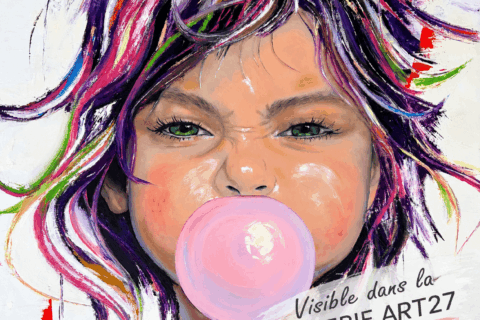 galerie exposition art france Montauban peintre peinture tableau figuratif huile résine pinceau couteaux fillette enfant chewing-gum rose espiègle