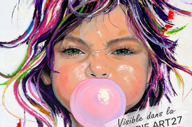 galerie exposition art france Montauban peintre peinture tableau figuratif huile résine pinceau couteaux fillette enfant chewing-gum rose espiègle
